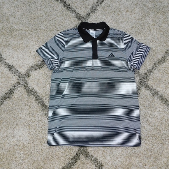 Adidas Men's Classic Polo Black and White Stripes - Picture 5 of 5